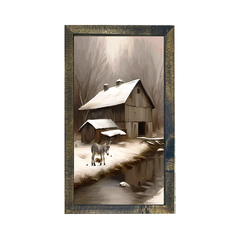 Donkey at Wintertime-Vertical Frame