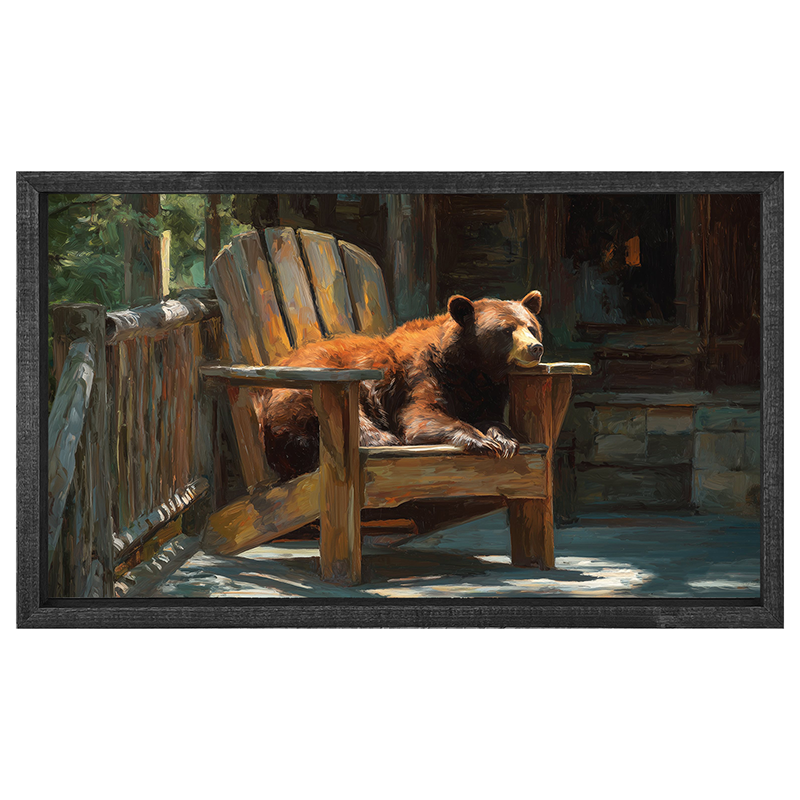 Bear Resting in Adirondack Chair - Horizontal Frame