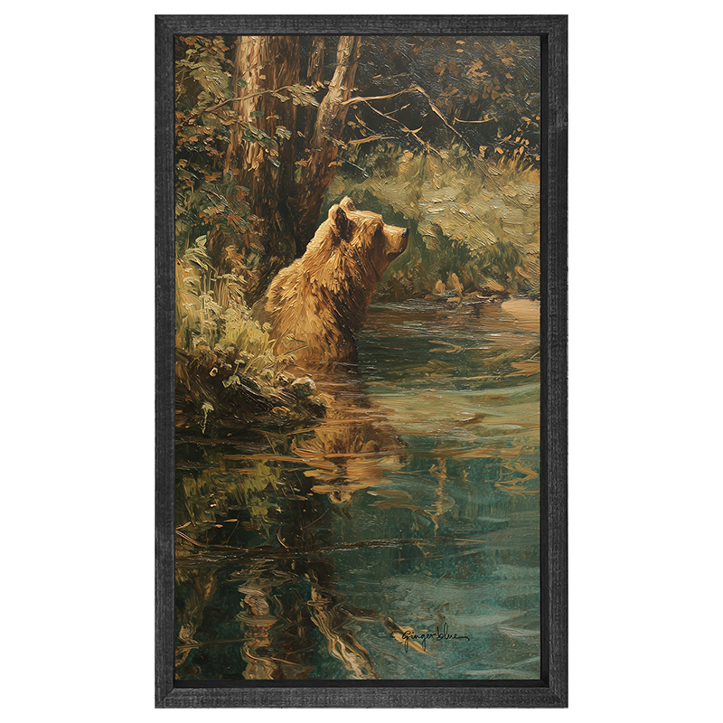 Brown Bear Relaxing in the Water - Vertical Frame