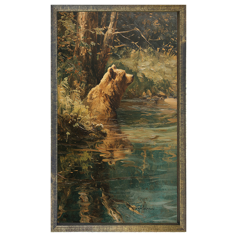 Brown Bear Relaxing in the Water - Vertical Frame