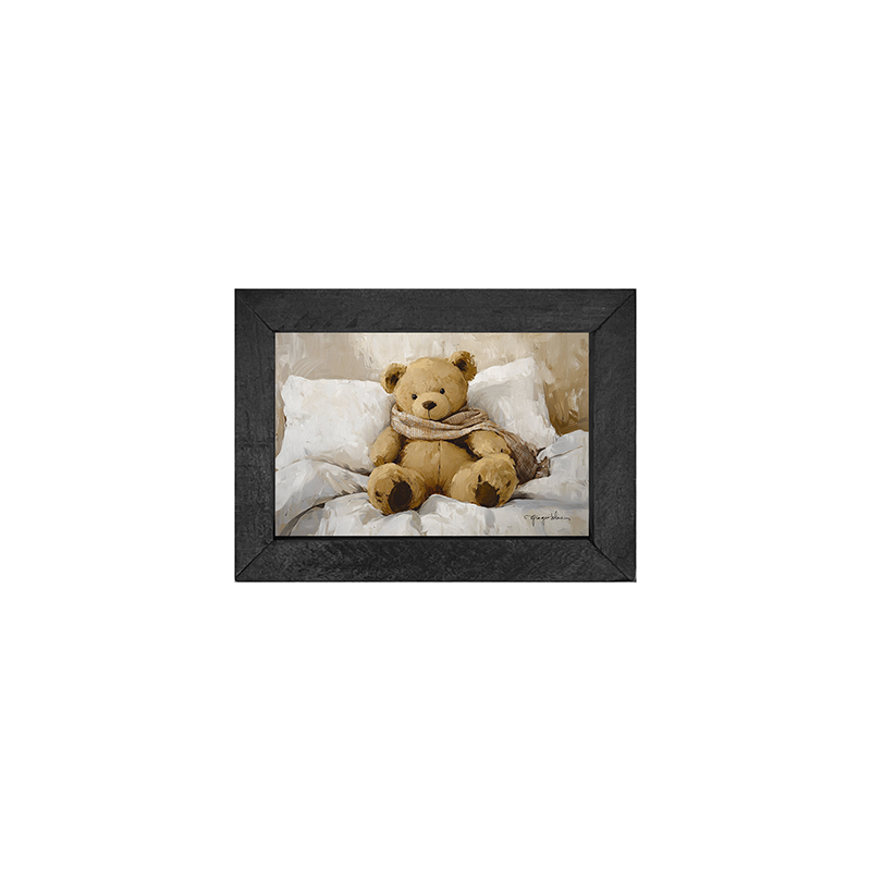 White Scarf Teddy Bear - Horizontal Frame