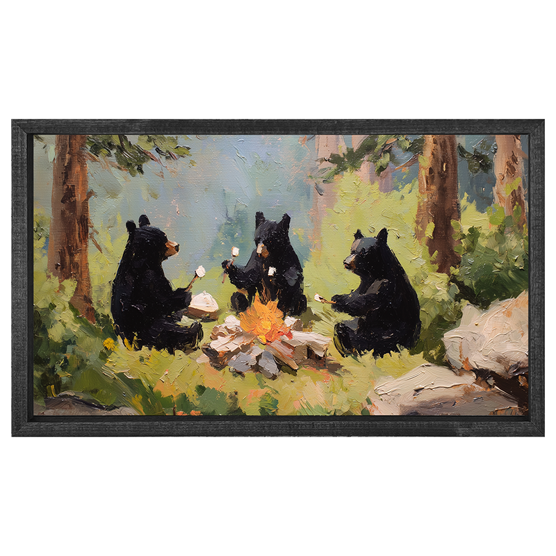 Bears Roasting Marshmallows - Horizontal Frame