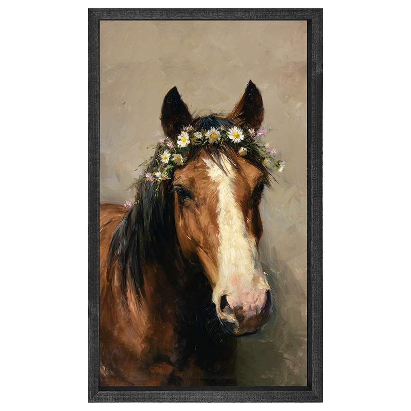 Horse with Flowery Mane - Vertical Frame