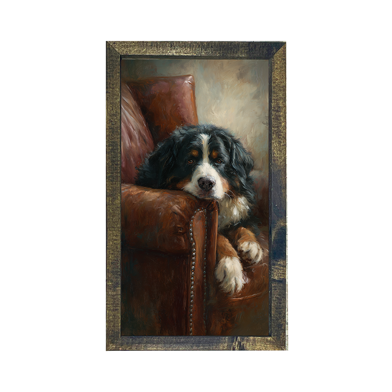 Armchair with Bernese Mountain Dog - Vertical Frame