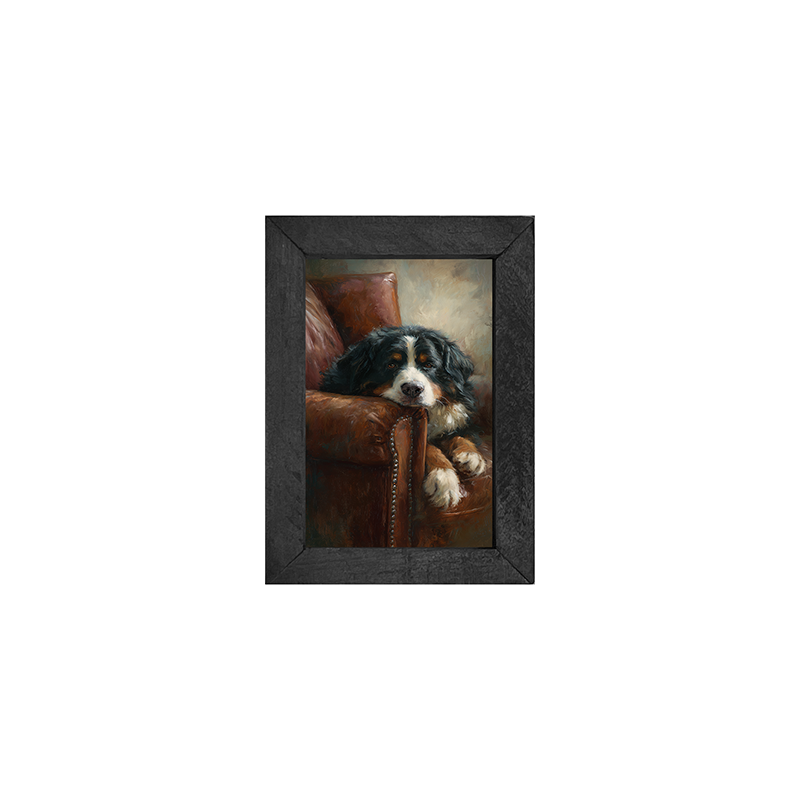 Armchair with Bernese Mountain Dog - Vertical Frame