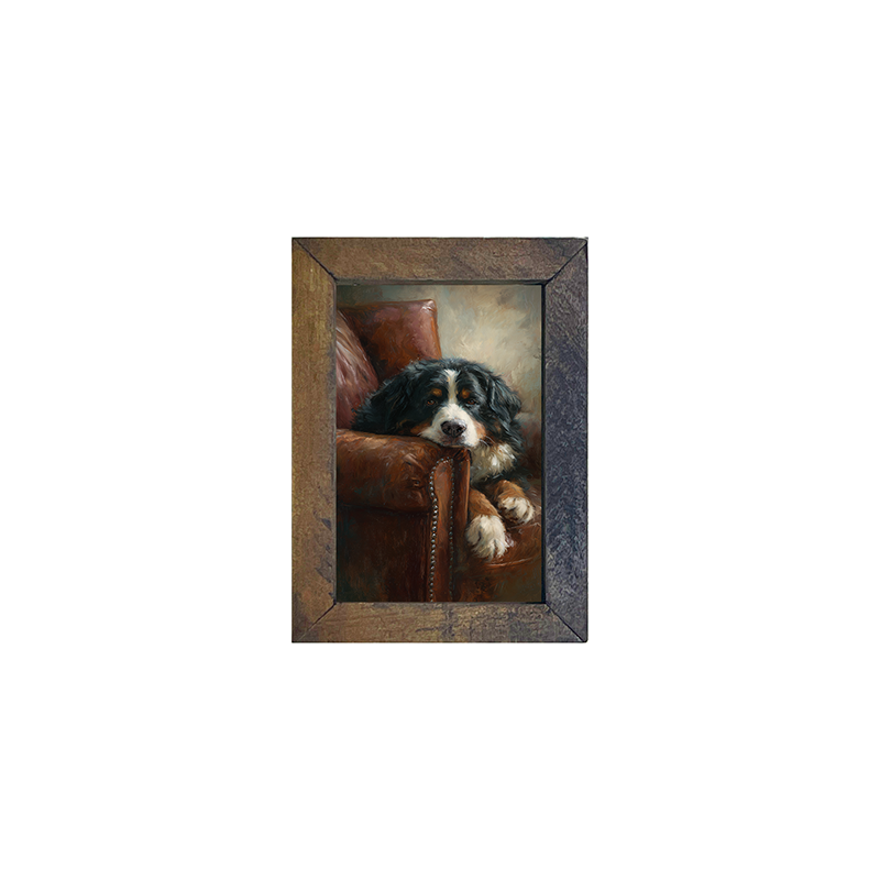 Armchair with Bernese Mountain Dog - Vertical Frame