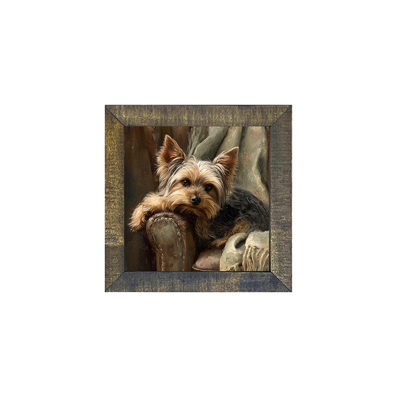 Armchair with Yorkshire Terrier Dog - Square Frame
