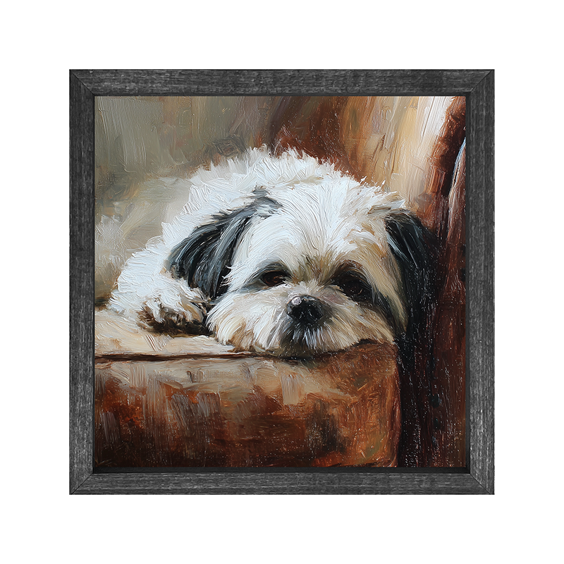 Armchair with Shih Tzu Dog - Square Frame