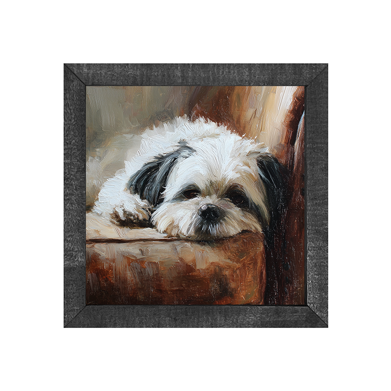 Armchair with Shih Tzu Dog - Square Frame