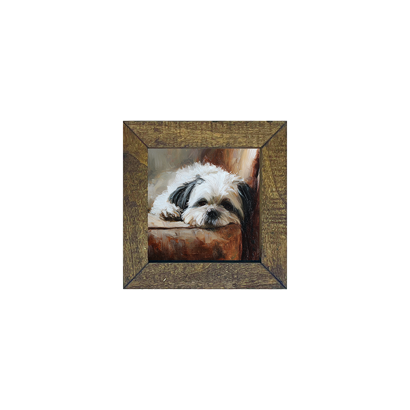 Armchair with Shih Tzu Dog - Square Frame