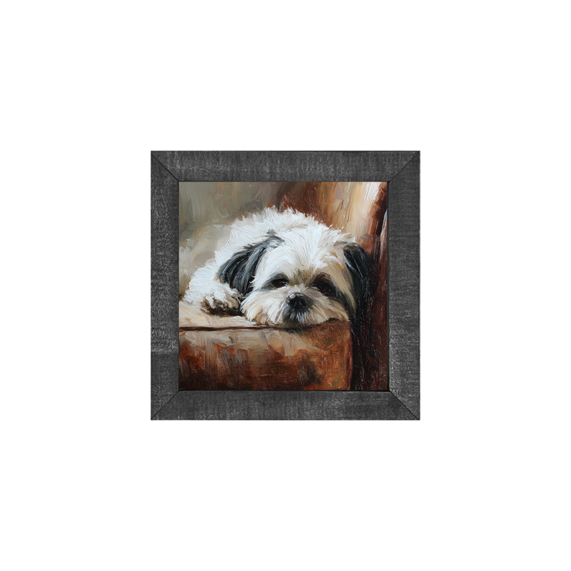 Armchair with Shih Tzu Dog - Square Frame