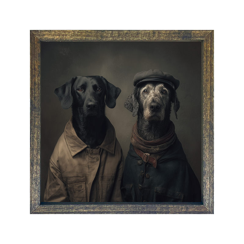 Portrait of Dogs in Coats - Square Frame