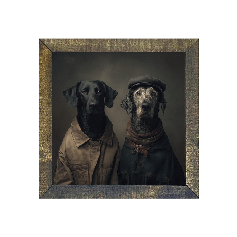 Portrait of Dogs in Coats - Square Frame