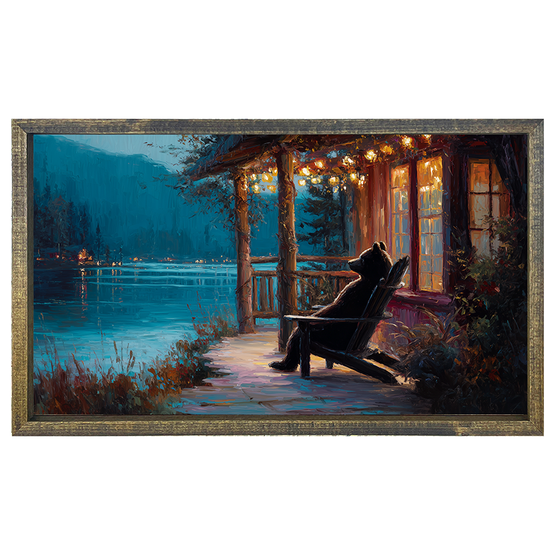 Adirondack Bear enjoying the Evening - Horizontal Frame