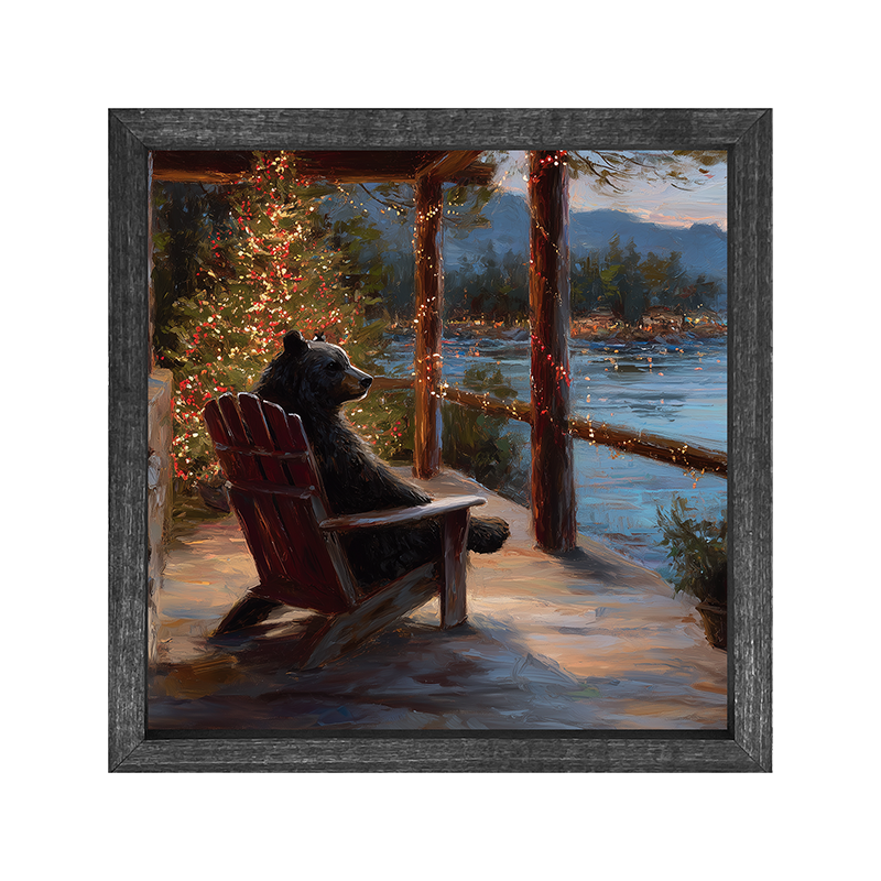 Adirondack Bear at Christmas Time - Square Frame