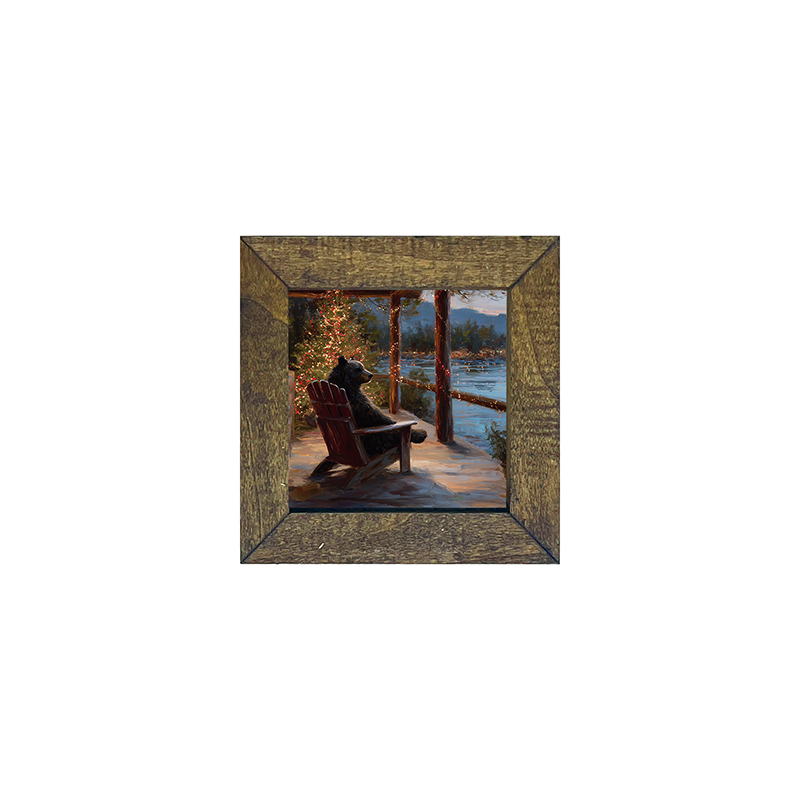 Adirondack Bear at Christmas Time - Square Frame