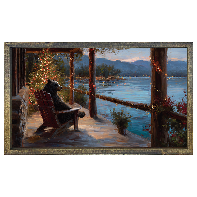 Adirondack Bear at Christmas Time - Horizontal Frame