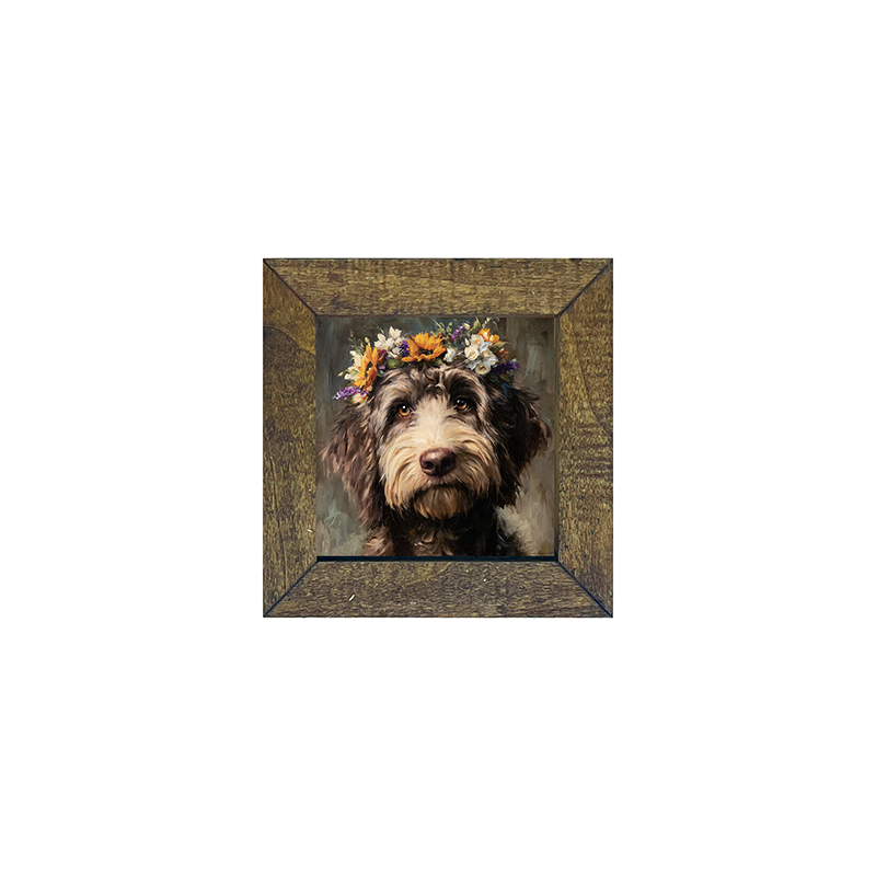 Spring Season Black Labradoodle - Square Frame