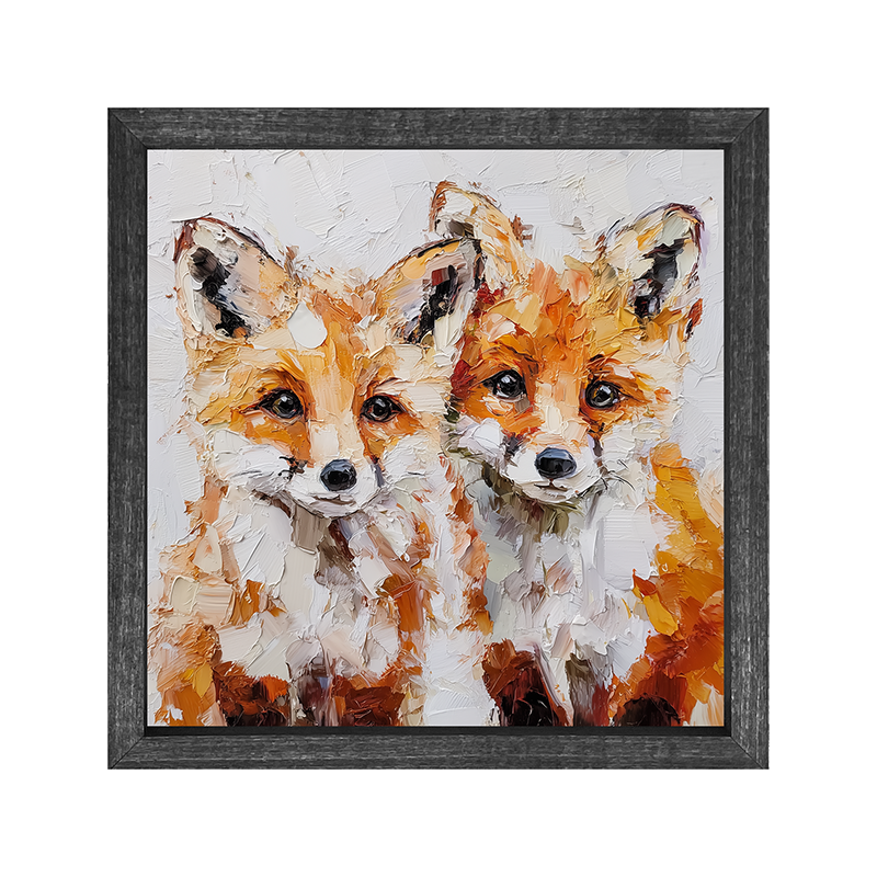 Animal Buddies - Posing Foxes - Square Frame