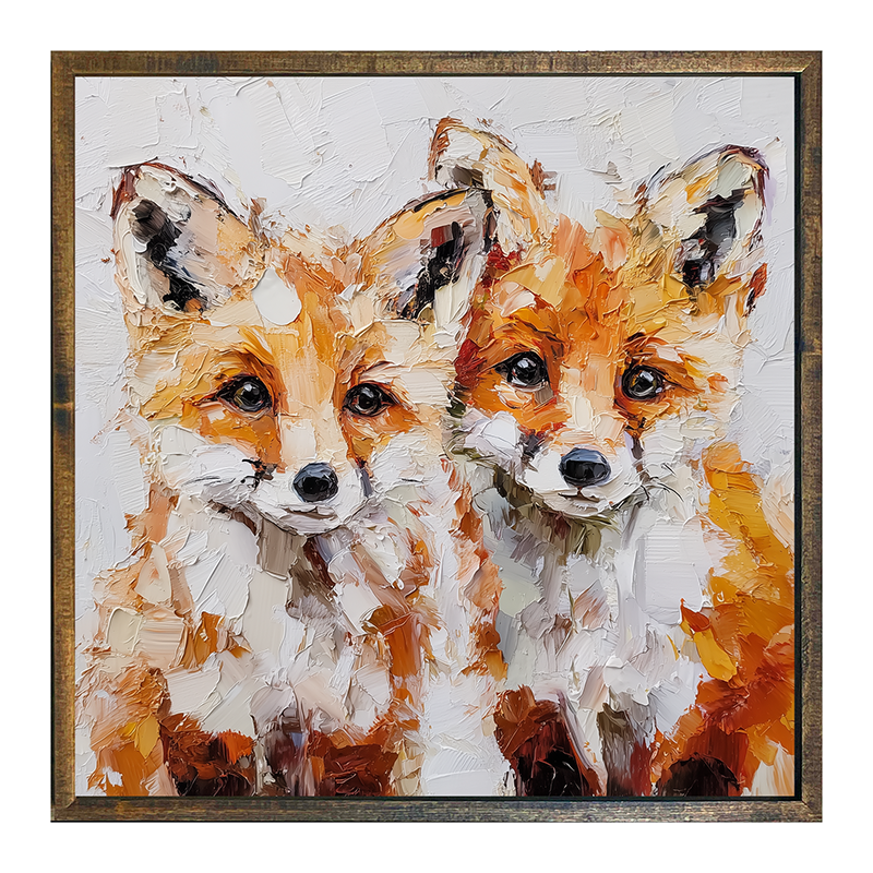Animal Buddies - Posing Foxes - Square Frame