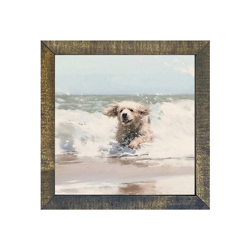 Dog running in water