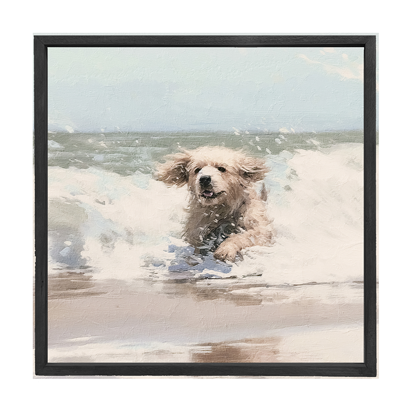 Dog running in water