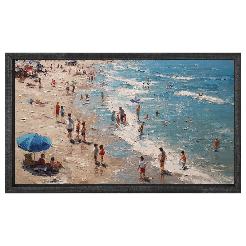 Beach Time - Blue Umbrella - Horizontal Frame