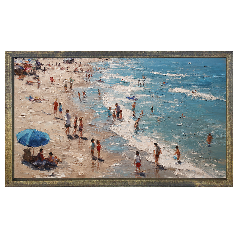 Beach Time - Blue Umbrella - Horizontal Frame
