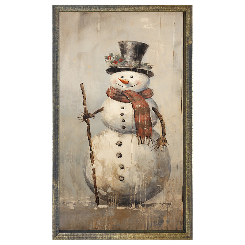 Rustic happy snowman