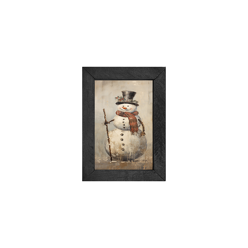 Rustic happy snowman