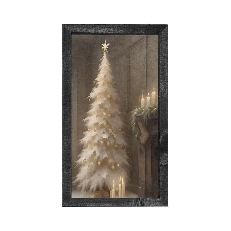 Gold and white Christmas tree-Vertical Frame