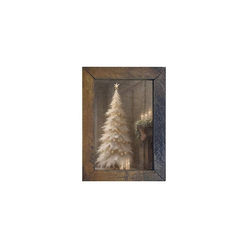 Gold and white Christmas tree-Vertical Frame