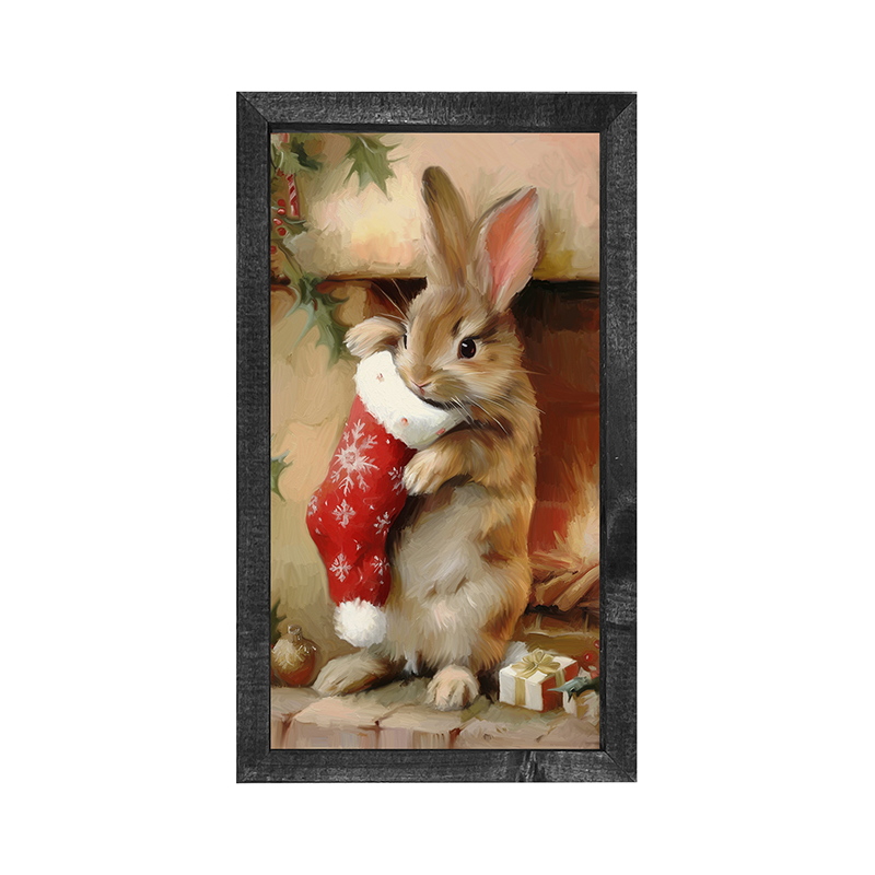 Bunny with Stocking-Vertical Frame
