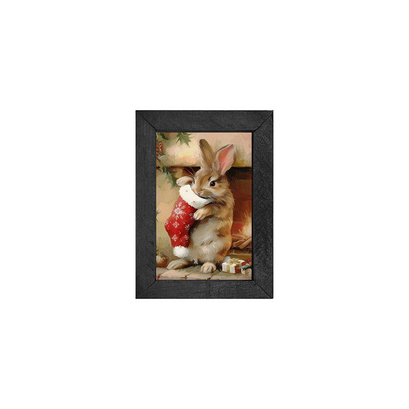 Bunny with Stocking-Vertical Frame