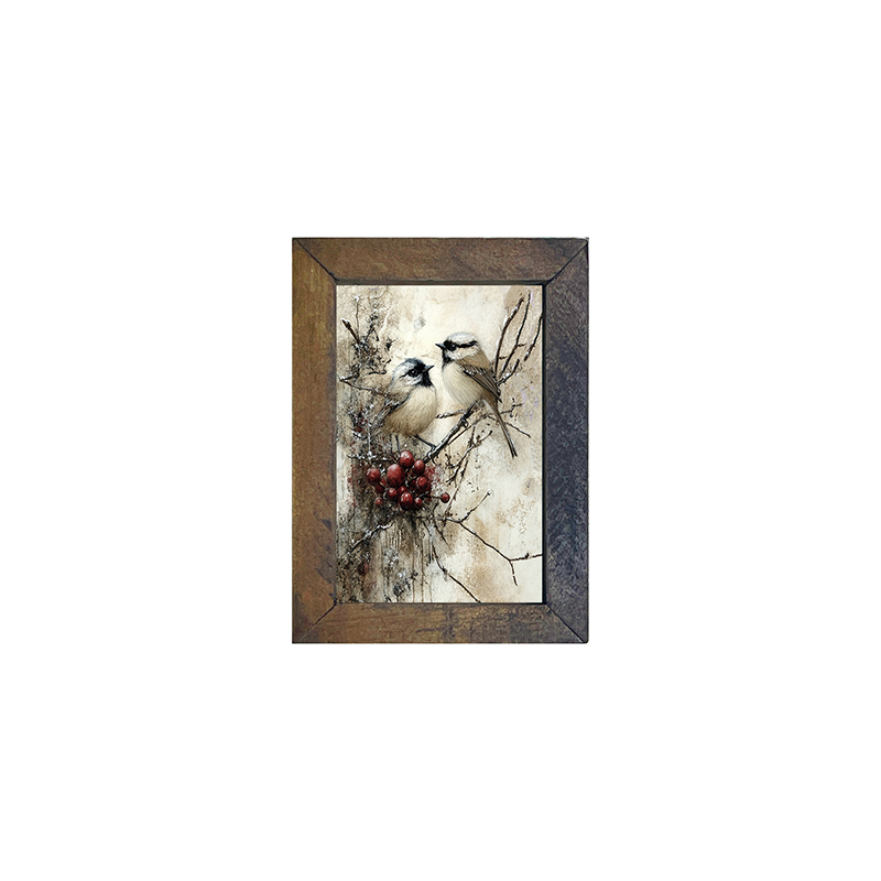 Two Birds with Berries - Vertical Frame