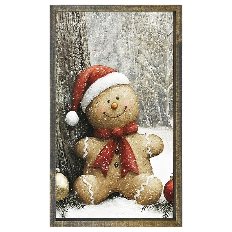 Snowy Gingerbread Man - Vertical Frame