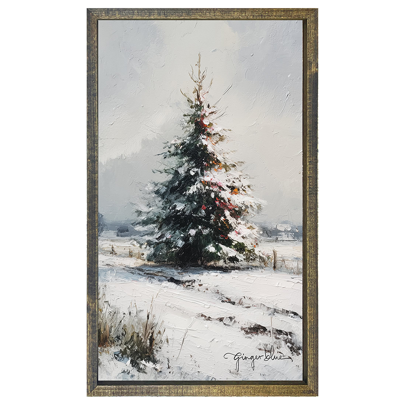 Christmas Tree near Fence - Vertical Frame