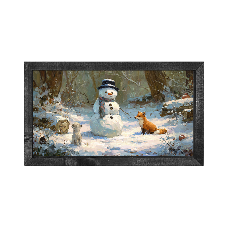 Snowman with Dog and Fox - Horizontal Frame