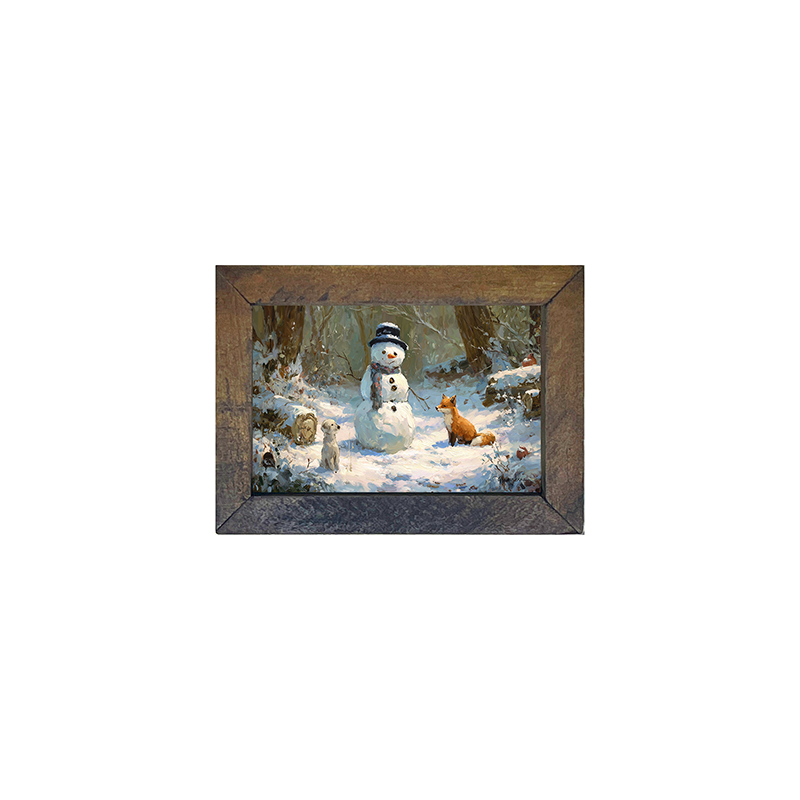 Snowman with Dog and Fox - Horizontal Frame