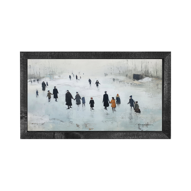 Ice Skating at the Pond - Horizontal Frame