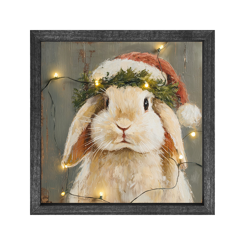 Christmas Lights with Tan Bunny