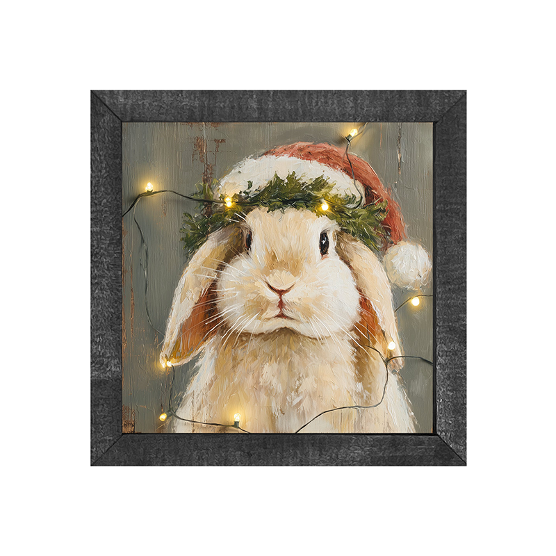Christmas Lights with Tan Bunny