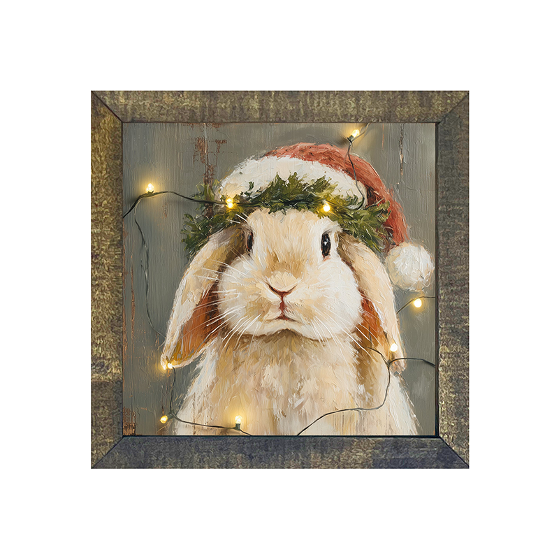 Christmas Lights with Tan Bunny