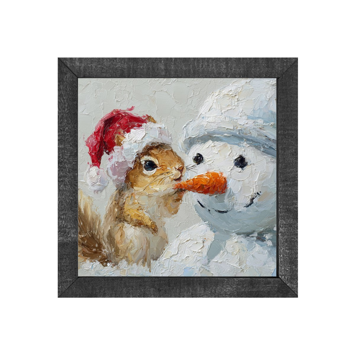 Squirrel with Snowman - Square Frame