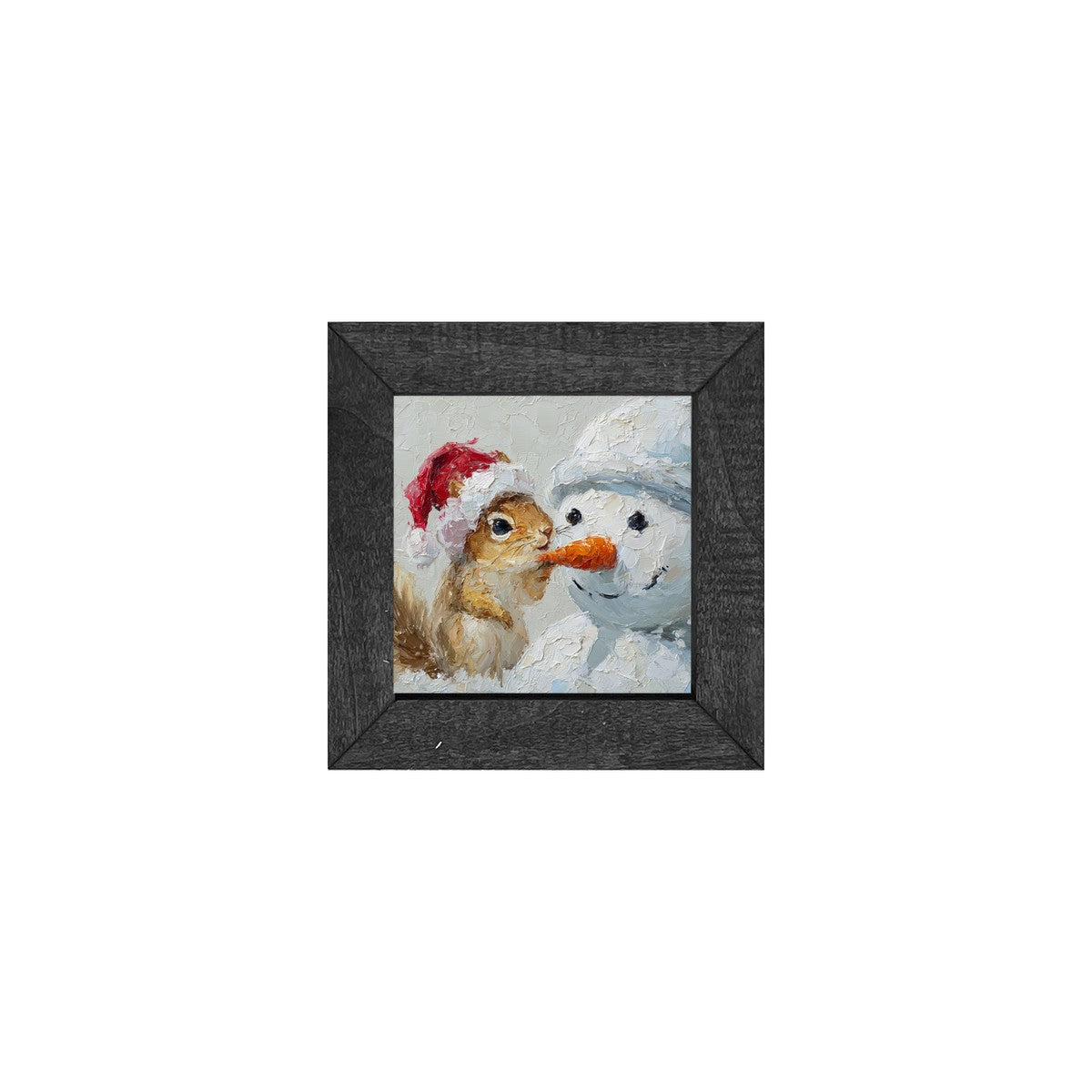 Squirrel with Snowman - Square Frame