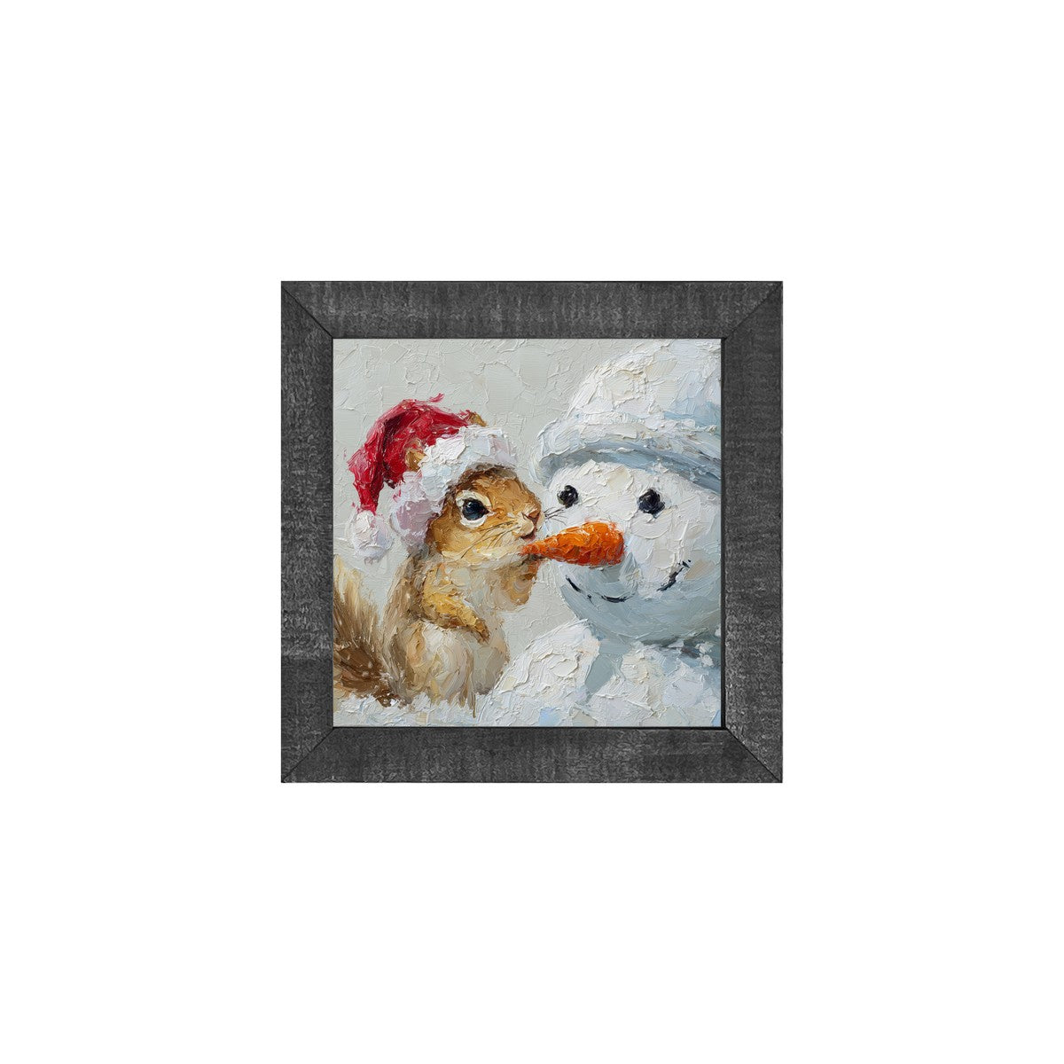 Squirrel with Snowman - Square Frame