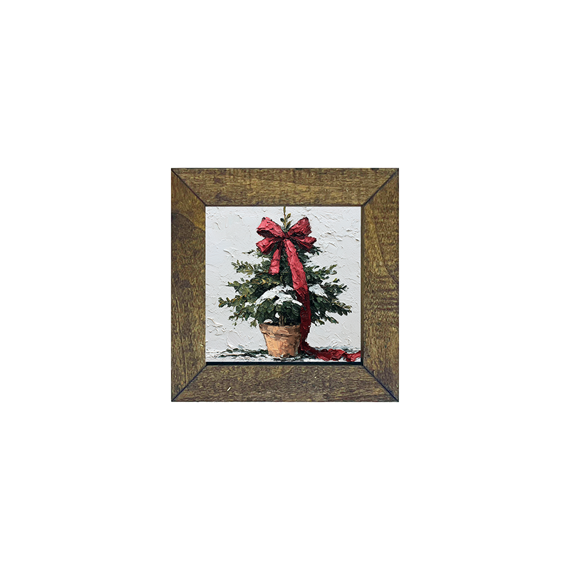 Bow-Tie Potted Christmas Tree - Square Frame