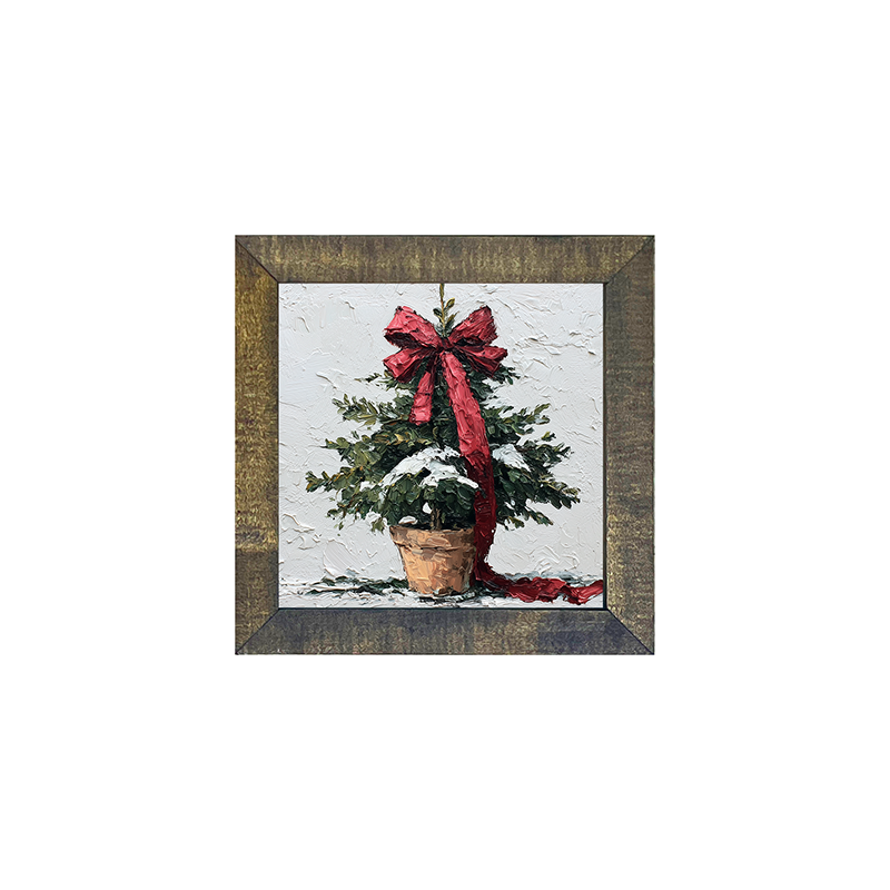 Bow-Tie Potted Christmas Tree - Square Frame