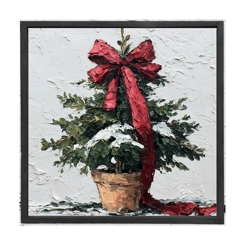 Bow-Tie Potted Christmas Tree - Square Frame
