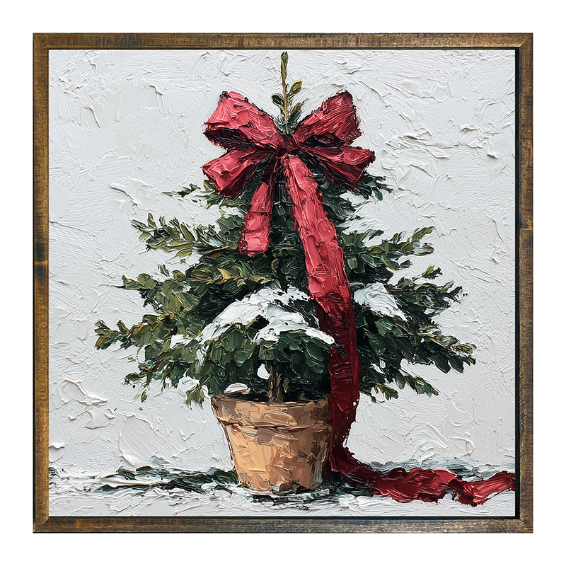 Bow-Tie Potted Christmas Tree - Square Frame